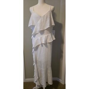 Lorena Rose Floral Embroidered Ruffle Maxi Dress Size XXL Boho Bridal Wedding